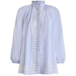 Zimmermann Mock Neck Caravan Striped Blouse